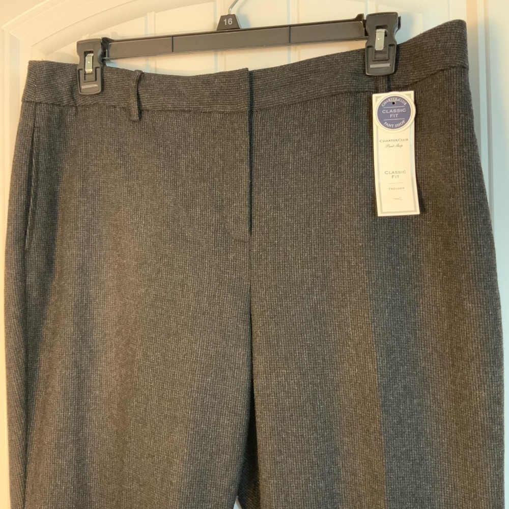 Charter Club Gray Pinstripe Classic Fit Women's Trousers